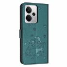 For Realme 14 / P3 5G / 14T 5G Embossed Kitten Phone Leather Case with Lanyard(Dark Green) - 3