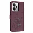 For Realme 14 / P3 5G / 14T 5G Embossed Kitten Phone Leather Case with Lanyard(Wine Red) - 3