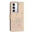 For Realme C71 4G Embossed Kitten Phone Leather Case with Lanyard(Beige) - 3