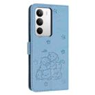 For Realme C71 4G Embossed Kitten Phone Leather Case with Lanyard(Blue) - 3