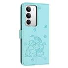 For Realme C71 4G Embossed Kitten Phone Leather Case with Lanyard(Mint Green) - 3