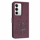 For Realme C71 4G Embossed Kitten Phone Leather Case with Lanyard(Wine Red) - 3