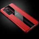 For Huawei P40 Pro Genuine Leather Electroplated Shckproof Protective Case(Red) - 2