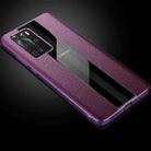 For Huawei P40 Genuine Leather Electroplated Shockproof Protective Case(Purple) - 1