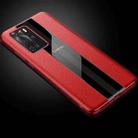For Huawei P40 Genuine Leather Electroplated Shockproof Protective Case(Red) - 1
