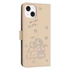 For iPhone 15 Plus Embossed Kitten Phone Leather Case with Lanyard(Beige) - 3