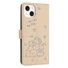 For iPhone 14 / 13 Embossed Kitten Phone Leather Case with Lanyard(Beige) - 3