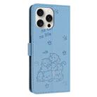 For iPhone 13 Pro Max Embossed Kitten Phone Leather Case with Lanyard(Blue) - 3