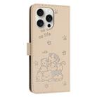 For iPhone 13 Pro Embossed Kitten Phone Leather Case with Lanyard(Beige) - 3