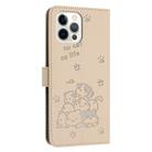 For iPhone 12 Pro Max Embossed Kitten Phone Leather Case with Lanyard(Beige) - 3