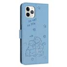 For iPhone 11 Pro Max Embossed Kitten Phone Leather Case with Lanyard(Blue) - 3