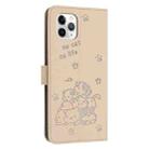 For iPhone 11 Pro Embossed Kitten Phone Leather Case with Lanyard(Beige) - 3