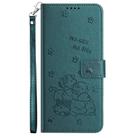 For iPhone 11 Pro Embossed Kitten Phone Leather Case with Lanyard(Dark Green) - 2