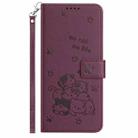 For iPhone 11 Pro Embossed Kitten Phone Leather Case with Lanyard(Wine Red) - 2