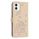 For iPhone 11 Embossed Kitten Phone Leather Case with Lanyard(Beige) - 3