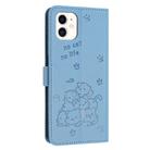 For iPhone 11 Embossed Kitten Phone Leather Case with Lanyard(Blue) - 3