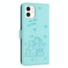 For iPhone 11 Embossed Kitten Phone Leather Case with Lanyard(Mint Green) - 3