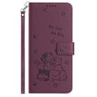 For iPhone SE 2022 / 2020 Embossed Kitten Phone Leather Case with Lanyard(Wine Red) - 2