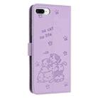 For iPhone 8 Plus / 7 Plus Embossed Kitten Phone Leather Case with Lanyard(Purple) - 3