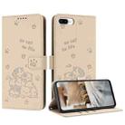 For iPhone 8 Plus / 7 Plus Embossed Kitten Phone Leather Case with Lanyard(Beige) - 1