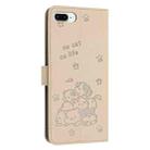 For iPhone 8 Plus / 7 Plus Embossed Kitten Phone Leather Case with Lanyard(Beige) - 3