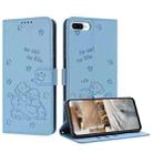For iPhone 8 Plus / 7 Plus Embossed Kitten Phone Leather Case with Lanyard(Blue) - 1