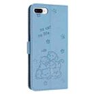 For iPhone 8 Plus / 7 Plus Embossed Kitten Phone Leather Case with Lanyard(Blue) - 3