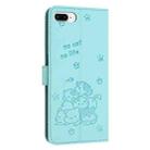 For iPhone 8 Plus / 7 Plus Embossed Kitten Phone Leather Case with Lanyard(Mint Green) - 3