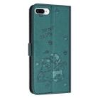 For iPhone 8 Plus / 7 Plus Embossed Kitten Phone Leather Case with Lanyard(Dark Green) - 3
