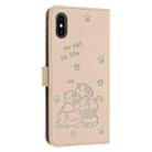 For iPhone XS Max Embossed Kitten Phone Leather Case with Lanyard(Beige) - 3