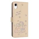 For iPhone XR Embossed Kitten Phone Leather Case with Lanyard(Beige) - 3