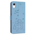 For iPhone XR Embossed Kitten Phone Leather Case with Lanyard(Blue) - 3