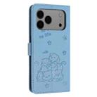 For iPhone 17 Pro Max Embossed Kitten Phone Leather Case with Lanyard(Blue) - 3