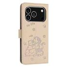 For iPhone 17 Pro Embossed Kitten Phone Leather Case with Lanyard(Beige) - 3