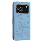 For iPhone 17 Pro Embossed Kitten Phone Leather Case with Lanyard(Blue) - 3