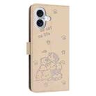 For iPhone 17 Embossed Kitten Phone Leather Case with Lanyard(Beige) - 3