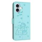 For iPhone 17 Embossed Kitten Phone Leather Case with Lanyard(Mint Green) - 3