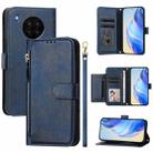 For Honor 50 Lite Multi-Card Slots Zipper Wallet Leather Phone Case(Blue) - 1