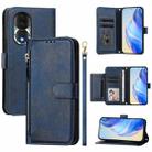 For Honor 80 Multi-Card Slots Zipper Wallet Leather Phone Case(Blue) - 1