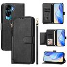 For Honor 90 Lite / X50i Multi-Card Slots Zipper Wallet Leather Phone Case(Black) - 1