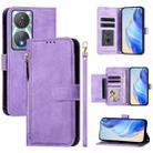 For Honor 90 Smart / X7b 4G / 5G Global Multi-Card Slots Zipper Wallet Leather Phone Case(Purple) - 1