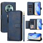 For Honor Magic5 Pro Multi-Card Slots Zipper Wallet Leather Phone Case(Blue) - 1