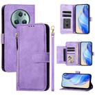 For Honor Magic5 Pro Multi-Card Slots Zipper Wallet Leather Phone Case(Purple) - 1