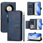 For Honor X9b / Magic6 Lite 5G Global Multi-Card Slots Zipper Wallet Leather Phone Case(Blue) - 1