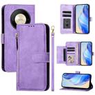 For Honor X9b / Magic6 Lite 5G Global Multi-Card Slots Zipper Wallet Leather Phone Case(Purple) - 1