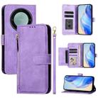 For Honor X40 / X9a / Magic5 Lite Multi-Card Slots Zipper Wallet Leather Phone Case(Purple) - 1