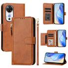 For Honor Play 60 Multi-Card Slots Zipper Wallet Leather Phone Case(Brown) - 1