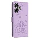 For Infinix Hot 30 Play NFC Embossed Kitten Phone Leather Case with Lanyard(Purple) - 3