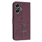 For Infinix Hot 30 Play NFC Embossed Kitten Phone Leather Case with Lanyard(Wine Red) - 3