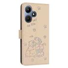 For Infinix Hot 30i Embossed Kitten Phone Leather Case with Lanyard(Beige) - 3